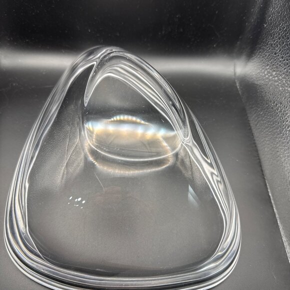 MCM substantial unsigned large clear glass triangular bowl heavy 3 pounds - Picture 2 of 8